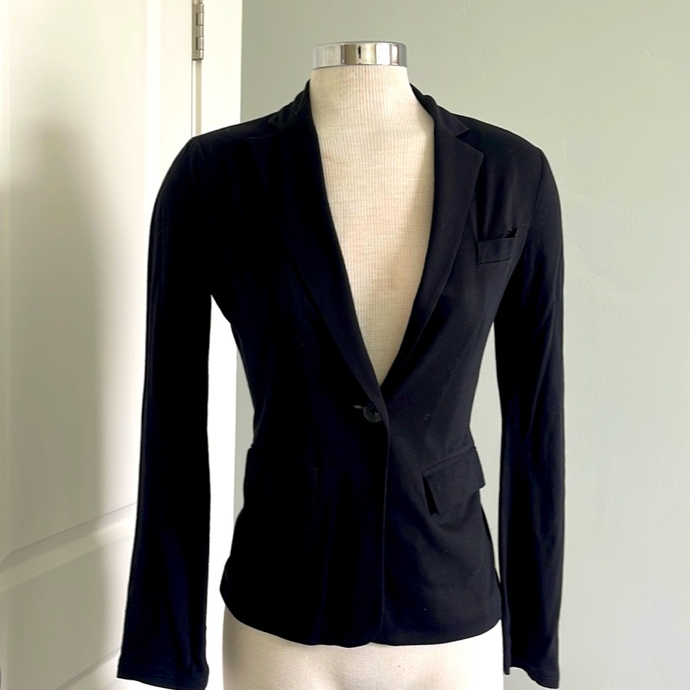 BCBG Mazaría Black Cotton Blazer Size XS
